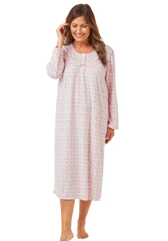 Marlon Floral Print Fleece Nightdress, Pink Tunics Recommended stylist