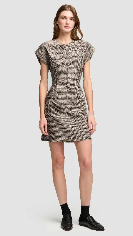 Mini Tailored Dress in Wool Blend | Plaid Houndstooth Tunics Fall fleece