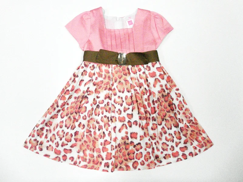 Pink Leopard Ruffles Cotton  Dress Tunics Brand named