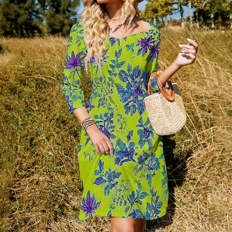 Sweetheart Knot Flare Dress Tunics Leisure comfortable