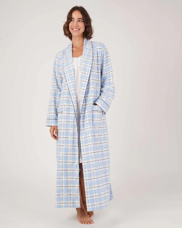 Women's Brushed Cotton Dressing Gown - Fulmer Check Tunics Chic elegant