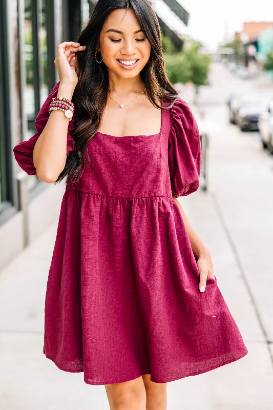 You've Got It Burgundy Red Babydoll Dress Tunics Print Colorful